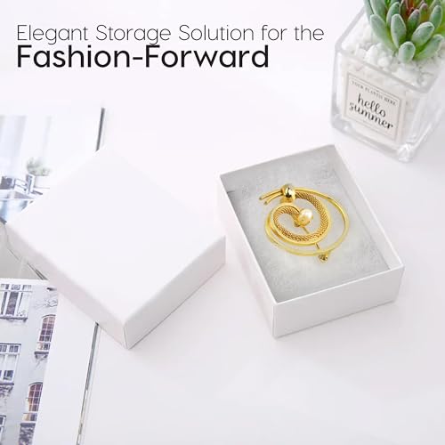 BULK PARADISE 6-Pack Cotton Fill Cardboard Paper Jewelry Box Gift Case Size 3.08x2.3x1.1 Inches (White)