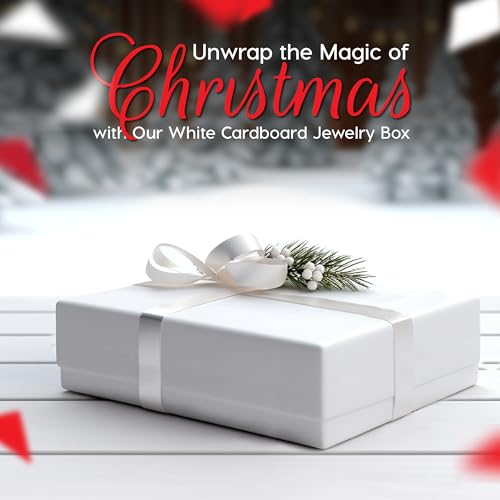 BULK PARADISE 6-Pack Cotton Fill Cardboard Paper Jewelry Box Gift Case Size 3.08x2.3x1.1 Inches (White)