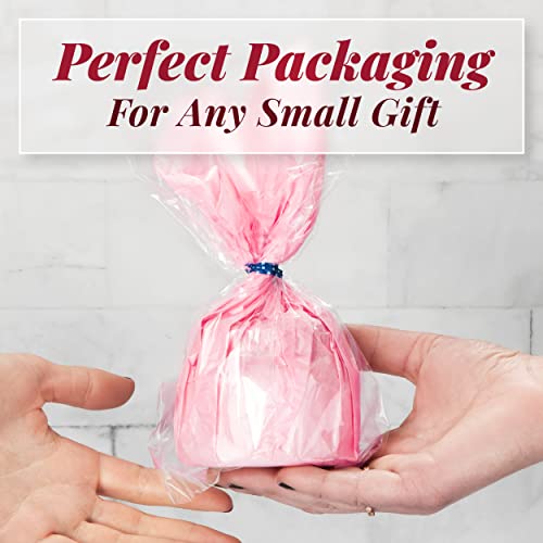 Prestee 200pk Clear Gift Bags for Favors, Cellophane Bags, 6x10 w/ 4" Twist Ties - Goodie Bags, Candy Bags, Cookie Bags for Gift Giving, Clear Treat Bags with Ties, Cellophane Treat Bags (200 Pack)