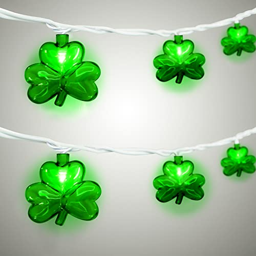 Pallerina Outdoor St. Patrick's Day String Lights, 8.5Ft St. Patrick Decoration Lights with 10 Clover Lights, Plug in Shamrocks Lights Indoor for Garden Bedroom Birthday, Green Clover Decor
