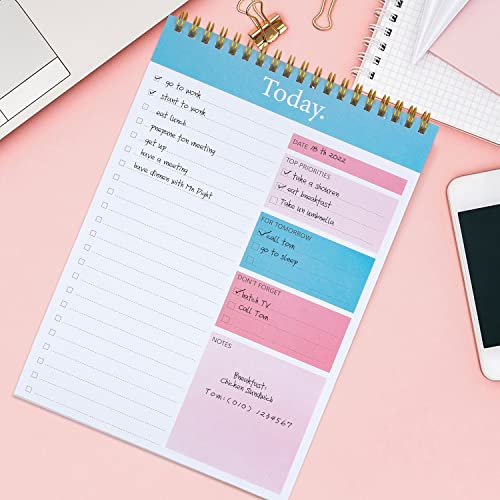 To Do List Notepad - Daily Planner Notepad Undated 52 Sheets Tear Off, 6.5" x 9.8" Checklist Productivity Organizer with Hourly Schedule for Tasks