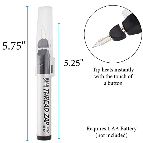 The Beadsmith Thread Zap, Thread Burner, 5.25 inches, Push Button, Battery Operated (1xAA), Trim, Burn and Melt Thread with one Touch, Ideal for Finishing Bead Weaving and stringing Projects