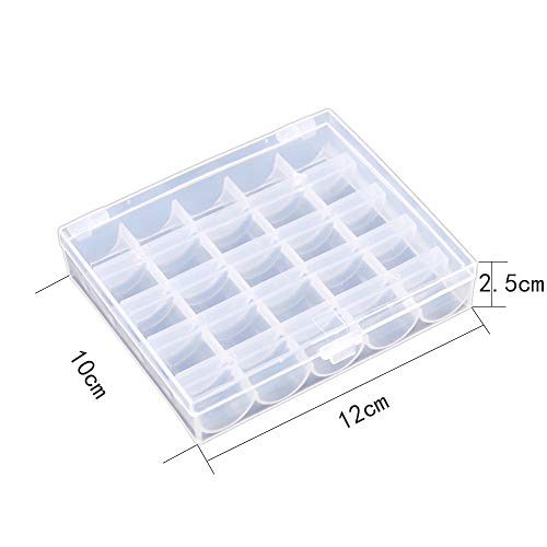 AKIRO 25 Slots Empty Bobbins Spools Box, Sewing Craft Plastic Case Storage Box for Sewing Machine 2 Pack