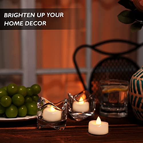LED Candles, Tea Lights Candles Battery Operated Bulk, 24-Pack Long-Lasting 150 Hours Flameless Tealight Candles, Realistic Tea Lights for Halloween Christmas Wedding Table Decor, 1.5'' D X 1.25'' H