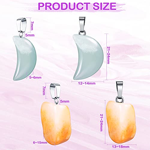 50 Pieces Stone Pendants Gemstone Charms Irregular Healing Stone Beads Moon Shape Stone Pendants Natural Gemstone Beads Quartz Charms for DIY Bracelets Necklaces Earrings Jewelry Making