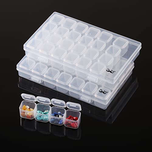 Mr. Pen-28 Grids, 2 Pack, Bead Storage Containers with 160pcs Label Stickers, Diamond Art, Bead Box, Diamond Painting Organizer
