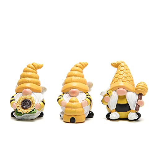 Hodao 3 PCS Bumble Bee Spring Gnome Decorations Honey Bee Gnomes Ornaments World Bee Day Decorations Gifts Fall Thanksgiving Gnomes Figurines Honey Bee Birthday Party Decor