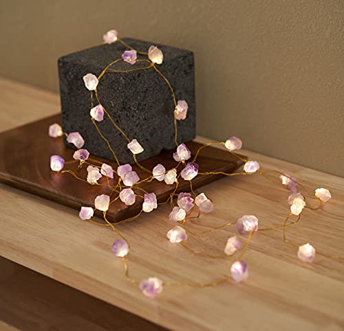MIYA LIFE Natural Amethyst Raw Stones USB/Battery Powered 10FT 40 LEDs with Remote/Timer for Meditation Wedding Valentine's Day Present Bedroom Christmas Party Birthday Ornament