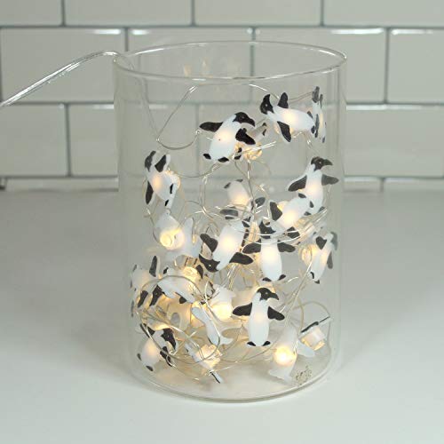 Brooklyn Lighting Company 12 Foot LED Wire Lights Strip with 36 Penguin Shaped Bulbs Battery Operated String Lights (12FT, Penguin)