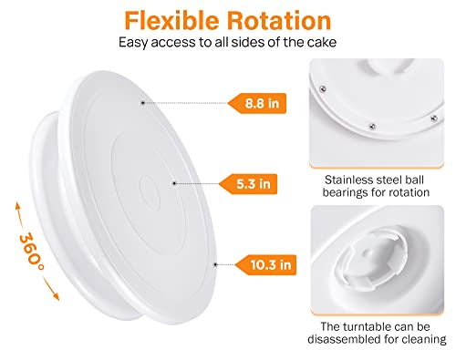 Kootek 71PCs Cake Decorating Supplies Kit with Cake Turntable, 12 Numbered Icing Piping Tips, 2 Spatulas, 3 Icing Comb Scraper, 50+2 Piping Bags, and 1 Coupler for Baking