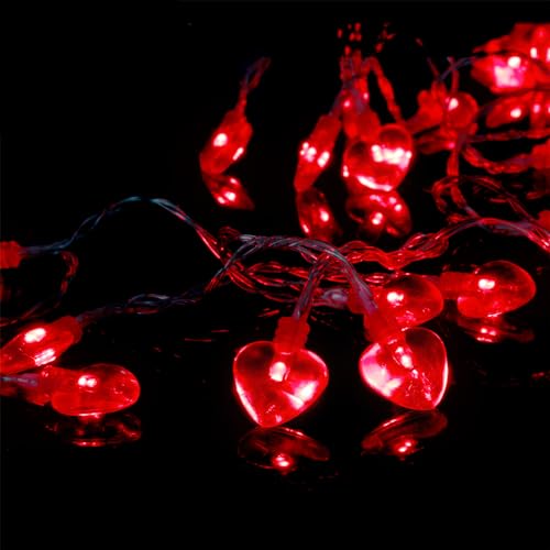 14.5ft 40LED Valentines Day Decorations String Lights, Heart Shape Hanging Garland Valentines Day Decor for Indoor Outdoor Home Room Party Wedding