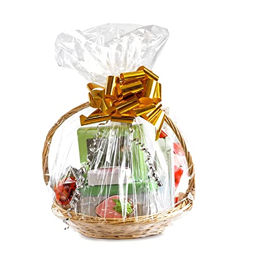 Morepack 16x24Inches Cellophane Bags for Gift Baskets,Clear Cellophane Basket Bags 5Pieces