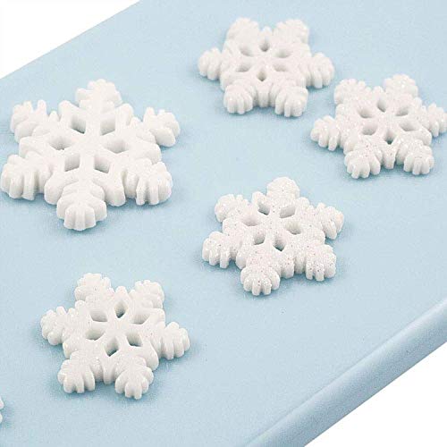 KESOTE 32pcs Christmas Snowflake Resin Glitter Charms Flatback Resin Embellishment Ornaments for Scrapbooking, DIY Crafts, Hair Clip, Xmas Decor