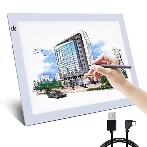 A4 Silver LED Trace Light Pad NXENTC Light Table USB Power LED Tracing Light Board for Artists,Drawing, Sketching, Animation