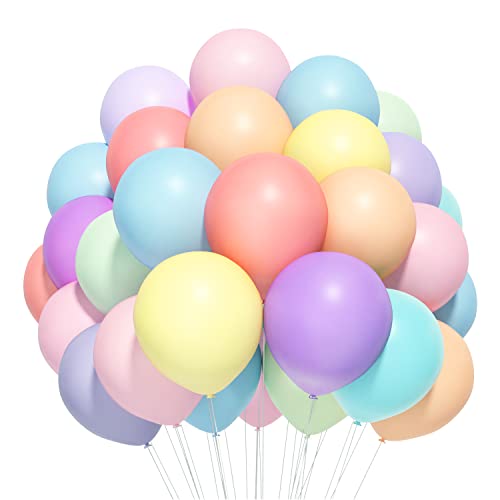 Pastel Balloons 12 Inch Assorted Color Macaron Balloons Rainbow Candy Color Balloon for Kid’s Birthday Party Baby Shower Easter Graduation Unicorn Party Supplies (120Pcs 10 colors)
