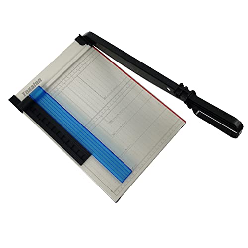 TEXALAN Paper Cutter Letter Size Paper Trimmer 12” Cut Length 12 Sheet Capacity Guillotine Paper Photo Cutter with Magnet Clamp, Paper Guide, Size Guideline