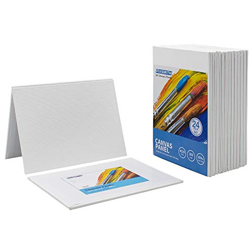 FIXSMITH Painting Art Panel Boards - 5x7 Inch, 24 Pack Primed Mini Canvases,100% Cotton,Acid Free,Professional Quality Artist Canvas Board for Hobby Painters,Students & Kids
