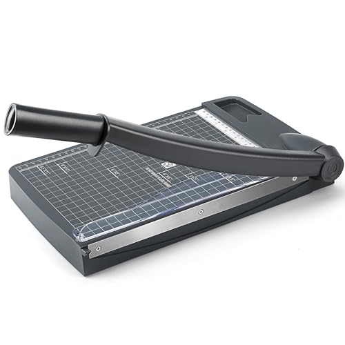 MROCO Paper Cutter 12" Cut Length Paper Trimmer, Guillotine Trimmer with 12 sheet Capacity Paper Cutting Board, Heavy Duty Guillotine Paper Cutters and Trimmers for Cardstock Paper Crafts Paper Slicer