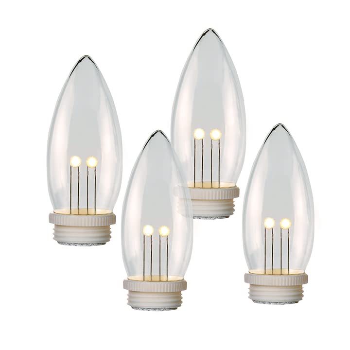Celestial Lights Set of 4 Battery Operated Replacement Window Candle Bulbs with Dual Intensity LED for 3xAA and 4xAA Candles Soft Twinkle