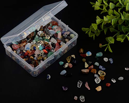 Natural Chip Stone Beads Multicolor 5-8mm About 400 Pieces Irregular Gemstones Healing Crystal Loose Rocks Bead Hole Drilled DIY for Bracelet Jewelry Making Crafting (5-8mm, Multicolor)