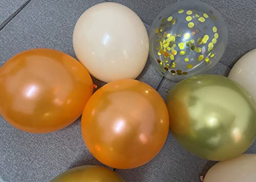 Orange Gold Nude Balloons – Metallic Orange Cream Gold Balloons for Birthday Harvest Graduation Anniversary Party Decorations (Orange + gold)