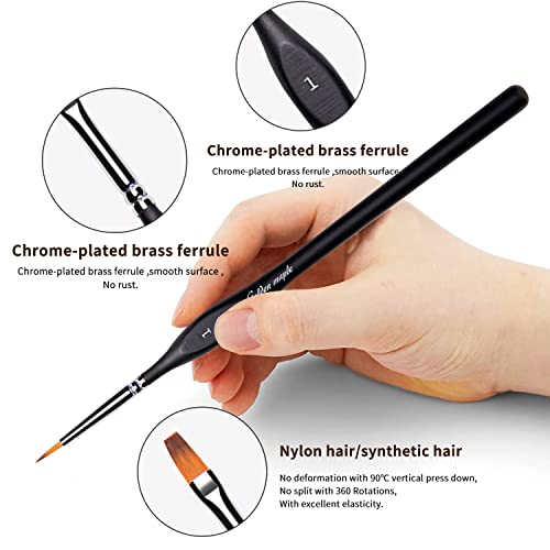 Miniature Paint Brushes, 15PC Model Brushes Micro Detail Paint Brush Set, Fine Detailing for Acrylics, Oils, Watercolors & Paint by Number, Citadel, Figurine, Warhammer 40k (Black)