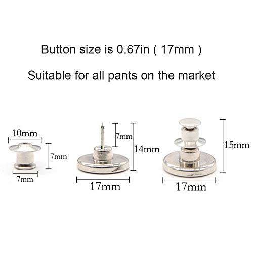 Button pins for Jeans, No Sew and No Tools Instant Jean Button Pins for Pants,4 Sets Replacement Buttons, Simple Installation, Reusable and Adjustable