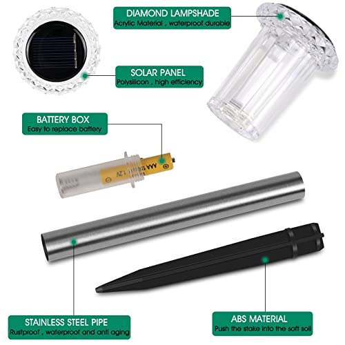 Eyrosa Solar Outdoor Lights, 10 Pack Waterproof Stainless Steel Solar Stake Lights for Pathway Garden Yard Path Walkway Driveway Lawn Decor - Cool White