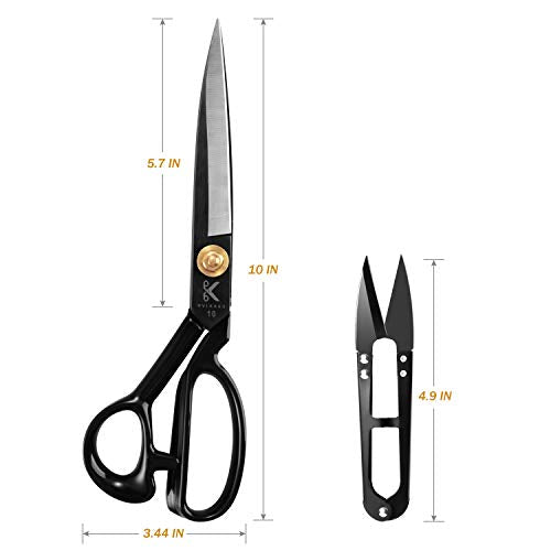 Sewing Scissors, 10 Inch Fabric Dressmaking Scissors Upholstery Office Shears for Tailors Dressmakers, Best for Cutting Fabric Leather Paper Raw Materials Heavy Duty High Carbon Steel(Right-Handed)