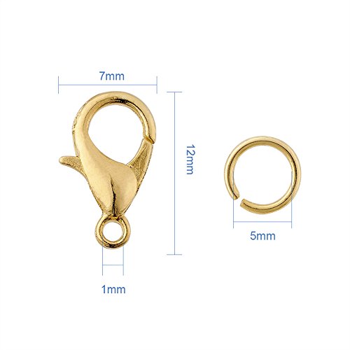 Pandahall 6 Colors Jewelry Finding Kits with 5mm Open Jump Rings & 12x6mm Lobster Claw Clasp for DIY Bracelet Necklace Jewelry Making