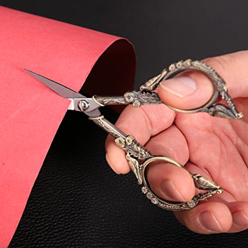 YOUGUOM Embroidery Scissors, Small Sharp Pointed Sewing Scissors for Craft Cross Stitch Needlework Artwork Knitting Thread Yarn Detail Cutting Tools, 4.6in Little Bronze Bird Scissor