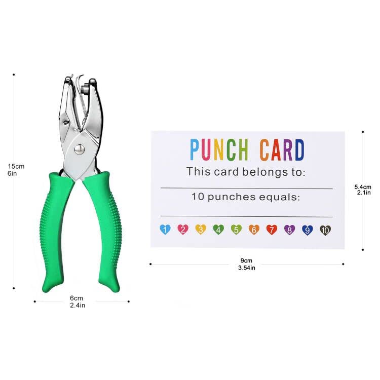 ONEDONE Punch Cards 200 Pack Reward Punch Cards with Heart Shape Hold Puncher Behavior Incentive Awards for Kids Students Teachers Home Classroom School Business Loyalty Gift Cards - 3.5" x 2"