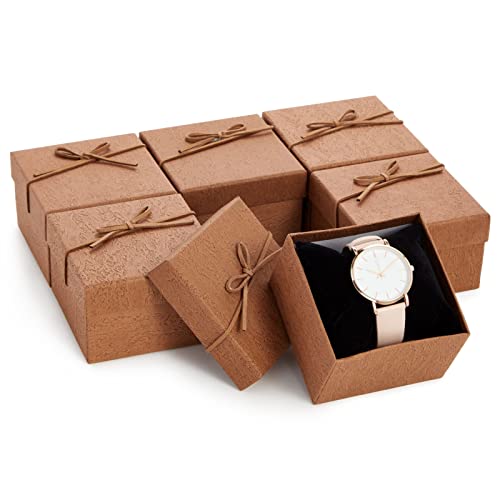 6 Pack Small Gift Boxes with Lids and Velvet Pillow for Jewelry, Presents, Bracelets, Necklaces (3.5 x 3.5 in)