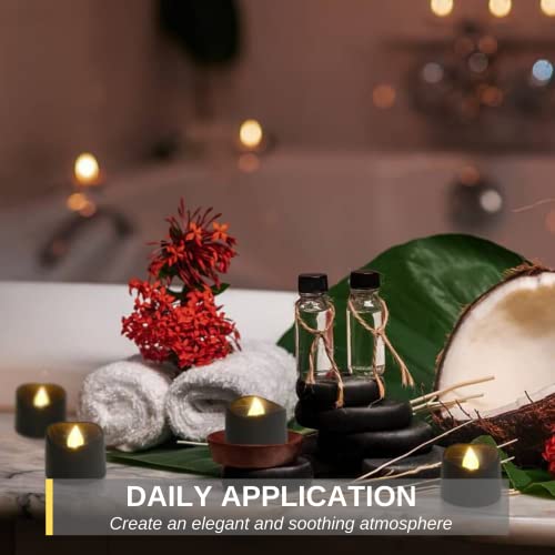 Homemory 24-Pack Black Tea Lights Candles Battery Operated, Halloween Candle Tea Lights, Flameless Flickering Black Candles, Ideal for Holiday Decor, Theme Party, Dia 1-2/5" x H 1-1/4''