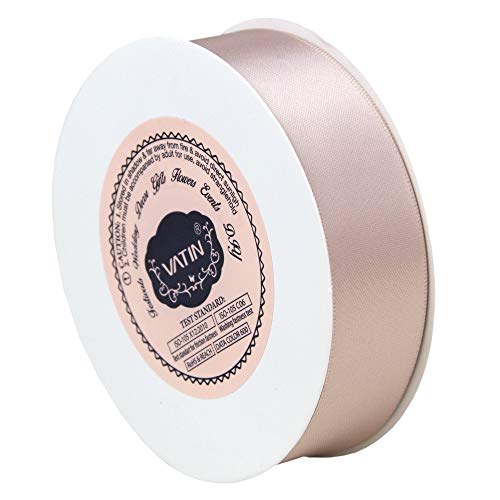 VATIN 1 inch Double Faced Polyester Satin Ribbon Vanilla - 25 Yard Spool, Perfect for Wedding, Wreath, Baby Shower,Packing and Other Projects.