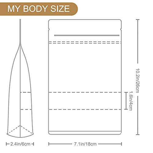 Moretoes Stand Up Pouches, Kraft Paper Bags with Window for Coffee, Brown Resealable and Ziplock Stand Up Bags for Home or Business, 7×10 Inches for Packaging, 72pcs