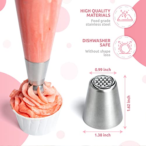 Premium Russian Piping Tips Cake Decorating Complete Set - 42pcs Baking Supplies Kit with Storage Gift Box - 12 Russian Tulip Icing Piping Nozzles - Flower Shaped Frosting Nozzles Kit