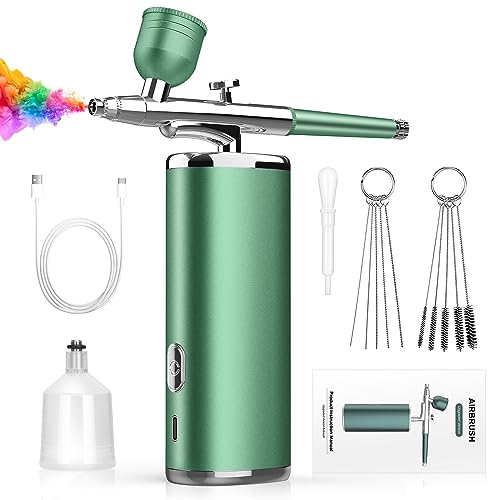Airbrush Kit for Paint Nails - Cordless Airbrush Kit with Compressor Portable Nail Airbrush Machine 0.3mm Nozzle Rechargeable Air Brush Kit for Model Painting Makeup Barber Tattoo Food Cake Decor