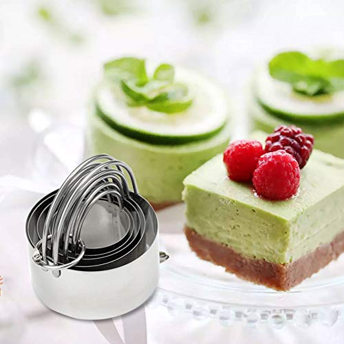 ALLTOP 5 Pieces Circle Biscuit Cutter,Professional Stainless Steel Round Cookies Mold Tool with Ring Handle for Baking Pastry Doughnut