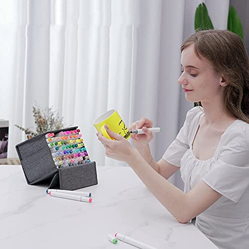 SANJOKI Alcohol Brush Markers 80 colors,Brush & Chisel Dual Tip Permanent Artist Sketch Marker Pens,with Carrying Case and Sketchbook