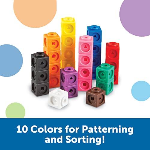 Learning Resources MathLink Cubes - Set of 100 Cubes, Ages 5+,Math Manipulatives, Math Cubes, Homeschool Supplies, Kindergartner Classroom Supplies, Back to School Supplies, Teacher Supplies