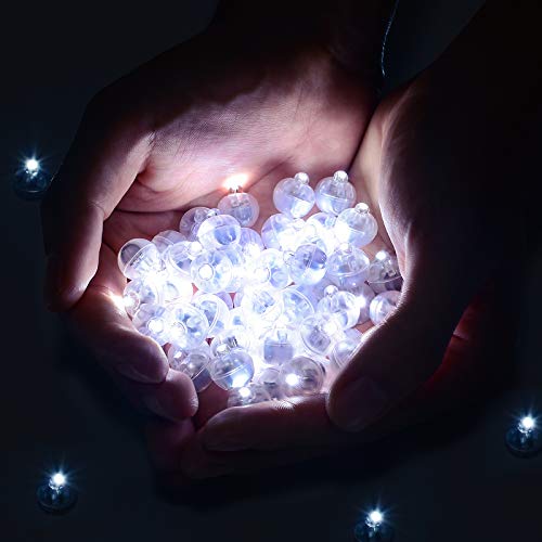 Xthuge 100pcs Mini Round LED Ball Lamp Balloon Light,Long Standby Time Ball Balloon Lights for Paper Lantern Balloon Light Party Wedding Decoration，Party Birthday,Festival Decorative Lights(White)…