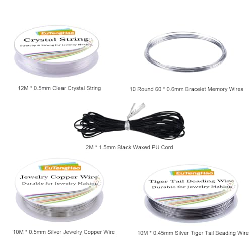 EuTengHao Jewelry Making Supplies Kit Jewelry Repair Tool Set with Jewelry Pliers Beading Wires Open Jump Ring Lobster Clasps Necklace Cord Ribbon Ends Jewelry Findings Making for Jewelry DIY Supplies