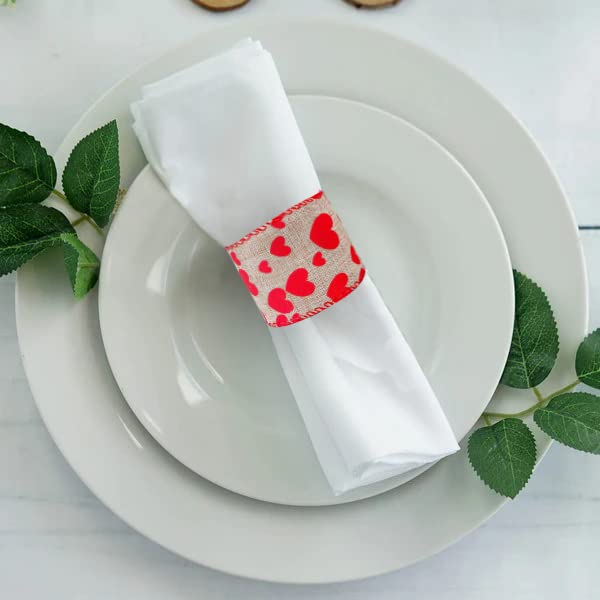 Red Heart Printed Valentine's Day Burlap Ribbon Wired Edge Ribbon- 2.5" x 5.5 Yards