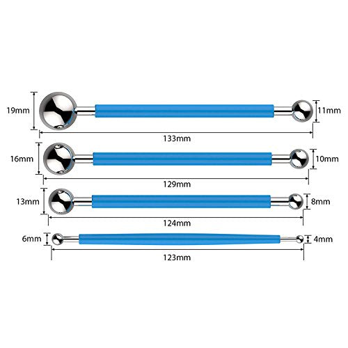 Amytalk 13PCS Fondant Tool, Cake Decorating Hand Tool, Double Head Metal Ball, Gum Paste Modeling Tools