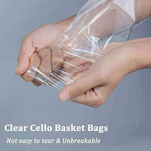 Morepack 16x24Inches Cellophane Bags for Gift Baskets,Clear Cellophane Basket Bags 5Pieces