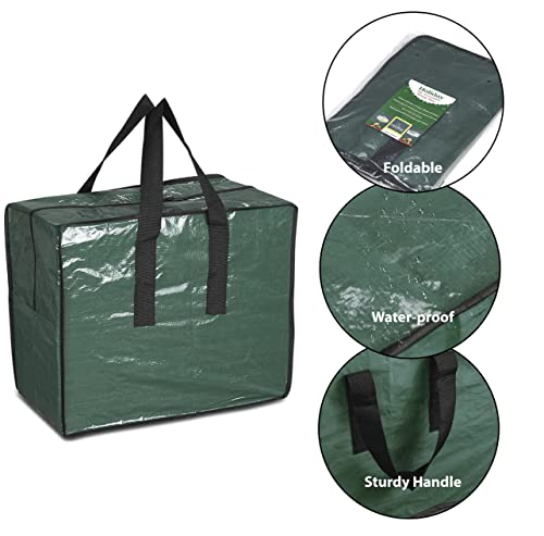 ProPik Christmas Ornaments Storage, Holiday Accessories Bag Tear-Proof Tarp 18 X 10 X 15 with Handles and Full Length Zipper (Green)