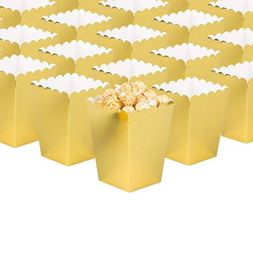 Gold Open-Top Popcorn Box Set of 36 Popcorn Favor Boxes Cardboard Candy Container Parties Mini Paper Popcorn Containers