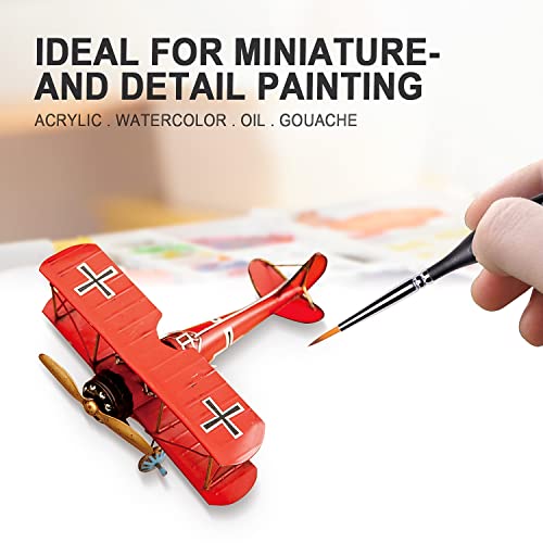 Miniature Paint Brushes, 15PC Model Brushes Micro Detail Paint Brush Set, Fine Detailing for Acrylics, Oils, Watercolors & Paint by Number, Citadel, Figurine, Warhammer 40k (Black)