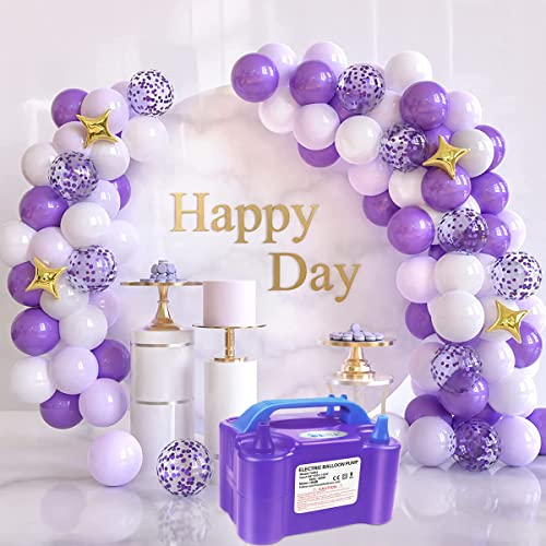 Electric Balloon Pump Portable Balloon Pump Electric Air Balloon Pump Electric Balloon Inflator, Balloon Decorations for Birthday Parties, Weddings, Festivals and Party（Purple）